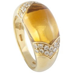 Bvlgari Tronchetto 18 Karat Yellow Gold Diamond and Citrine Ring at 1stDibs