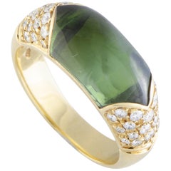 Bvlgari Tronchetto 18 Karat Yellow Gold Diamond and Tourmaline Ring