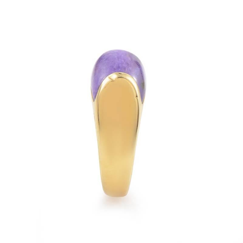 Bvlgari Tronchetto 18 Karat Yellow Gold Purple Agate Ring In Excellent Condition In Southampton, PA