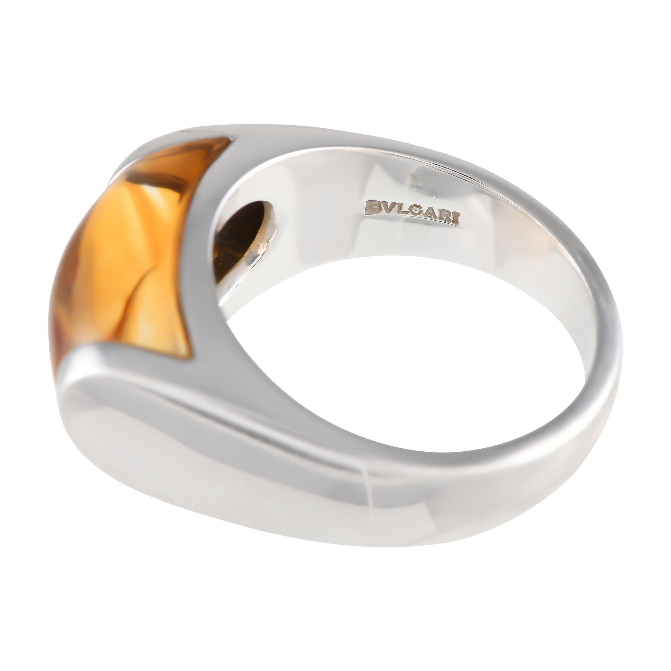 Anillo Bvlgari Tronchetto Oro Blanco 18K Citrino en Excelente Estado en Southampton, PA
