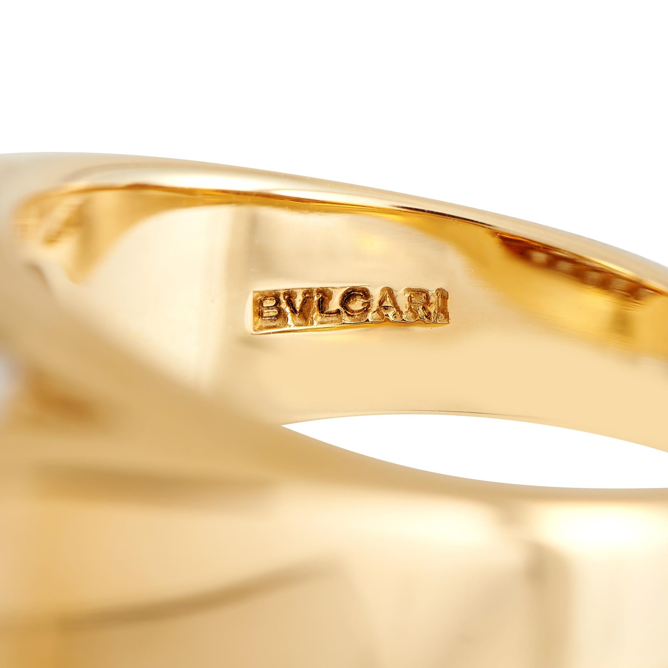 Bvlgari Tronchetto 18K Yellow Gold 0.75ct Diamond Ring BV04-012224 In Excellent Condition In Southampton, PA