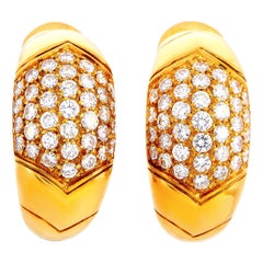 Bvlgari Tronchetto 18 Karat Yellow Gold 1.20 Carat Diamond Clip-On Earrings