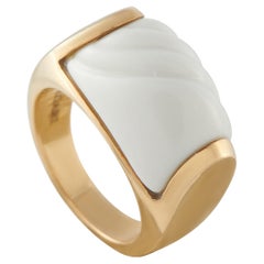 Bvlgari Tronchetto 18K Yellow Gold White Ceramic Ring #5096