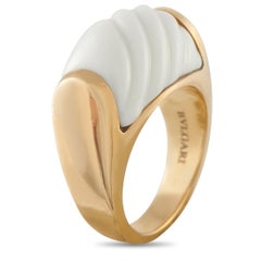 Bvlgari Tronchetto 18K Yellow Gold White Ceramic Ring