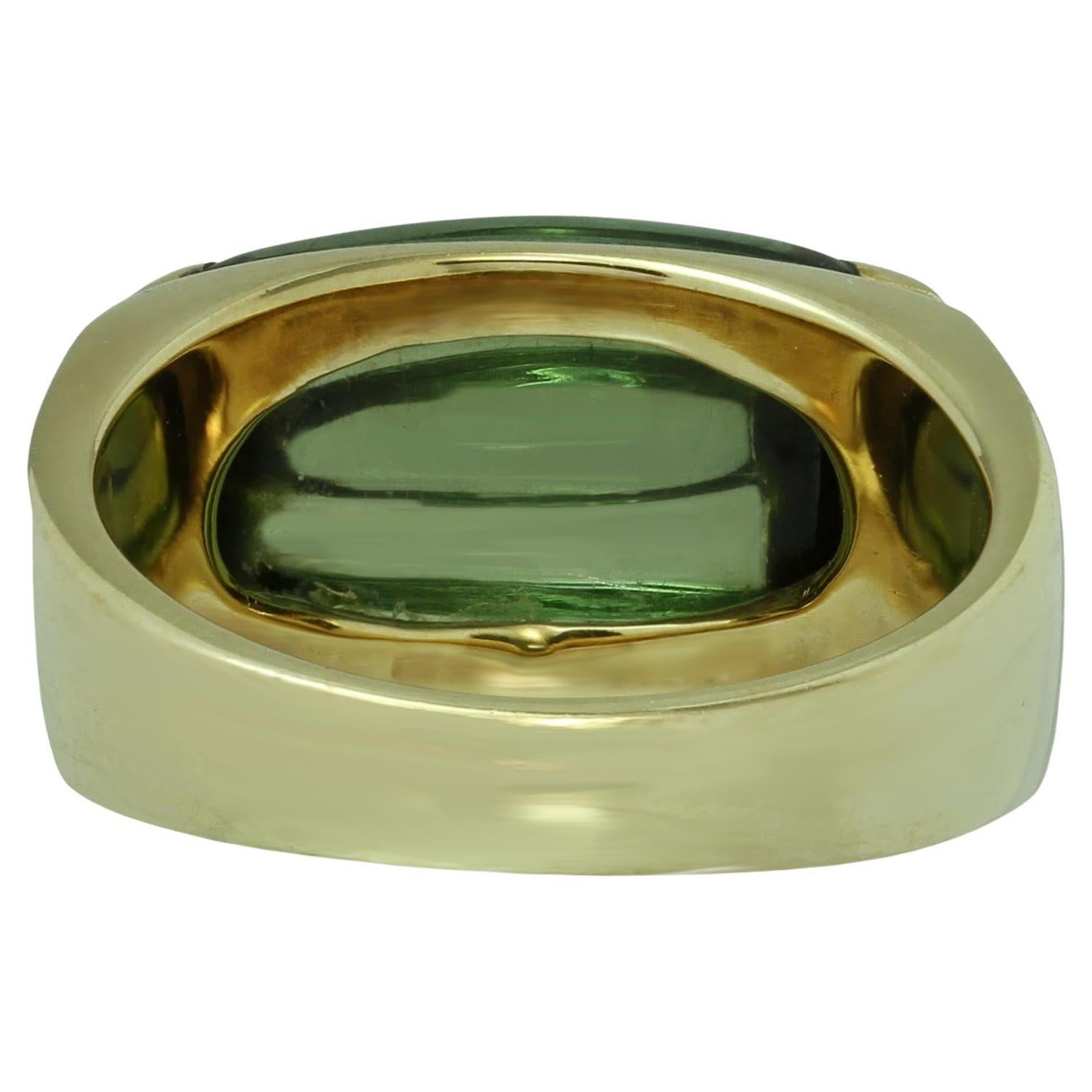 Women's BVLGARI Tronchetto Fluted Tourmaline Yellow Gold Ring  For Sale