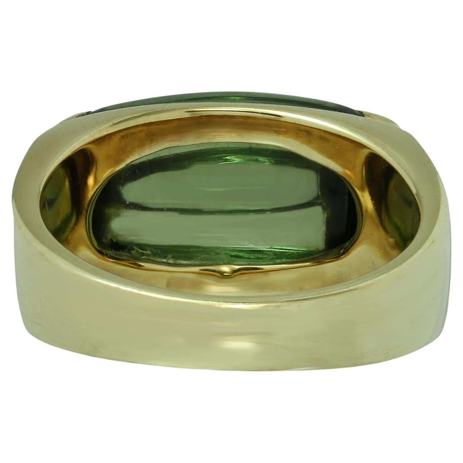 Women's BVLGARI Tronchetto Fluted Tourmaline Yellow Gold.Ring Sz 6.25 For Sale