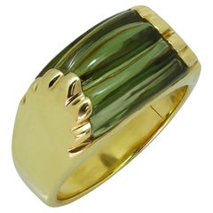 BVLGARI Tronchetto-Ring aus Gelbgold mit geriffeltem Turmalin 