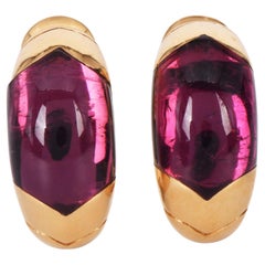 BVLGARI Tronchetto Pink Tourmalie 18K Gold Clip-On Earrings