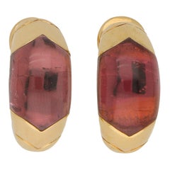 Bvlgari Tronchetto Pink Tourmaline Clip Earrings Set in 18 Karat Yellow Gold