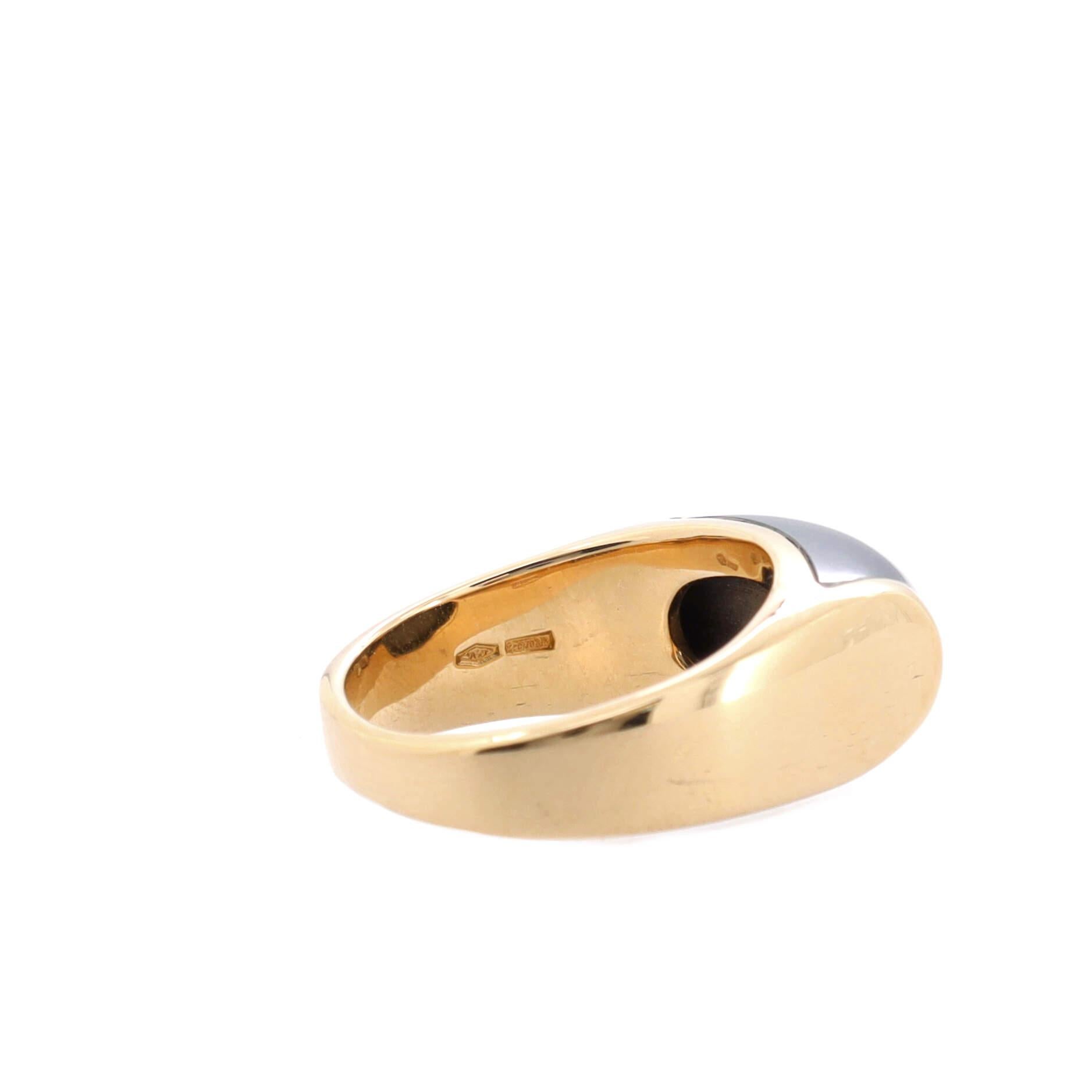 Bvlgari Tronchetto Ring 18k Yellow Gold with Hematite In Good Condition In New York, NY