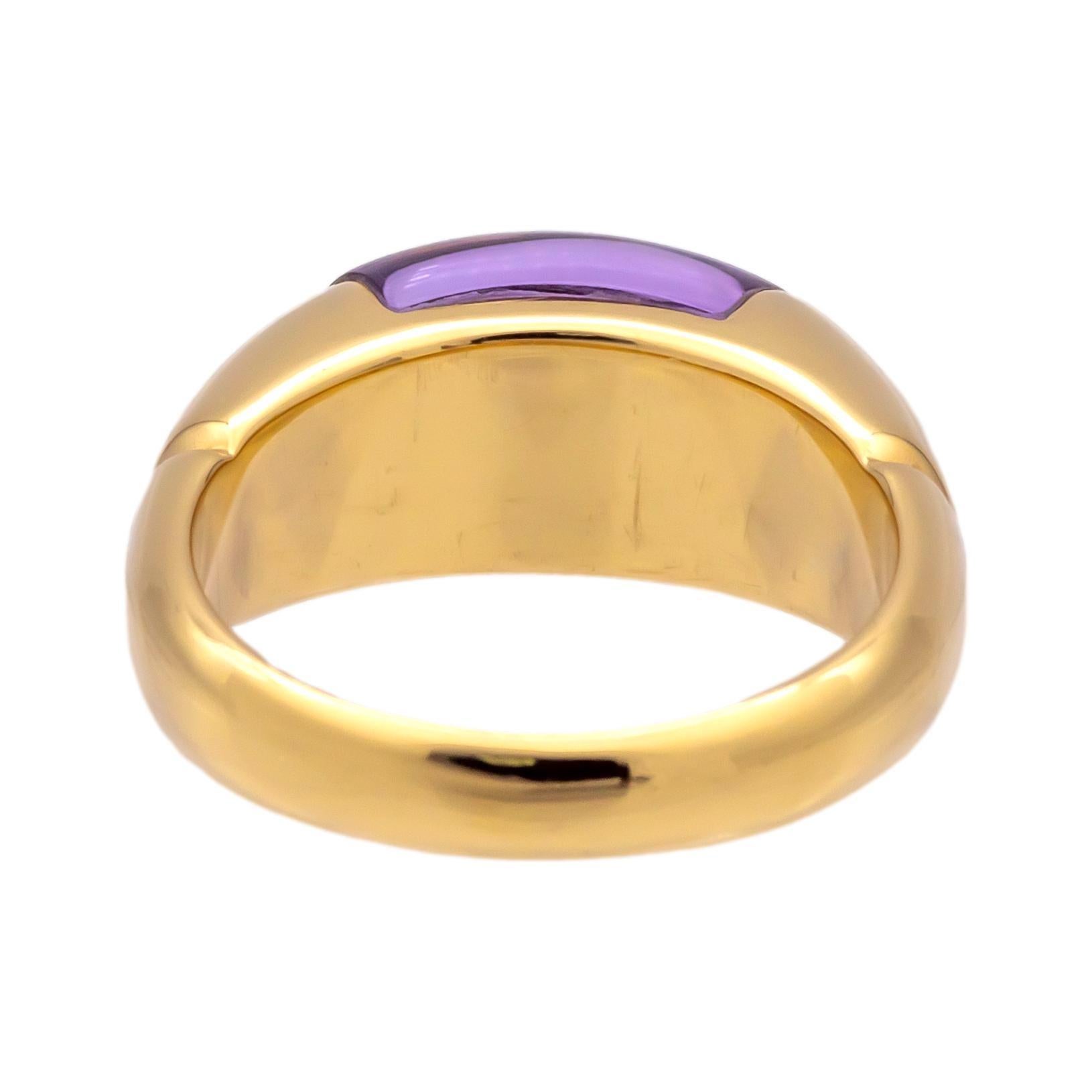 Cabochon Bvlgari Tronchetto Vintage Amethyst Ring – 18K Yellow Gold