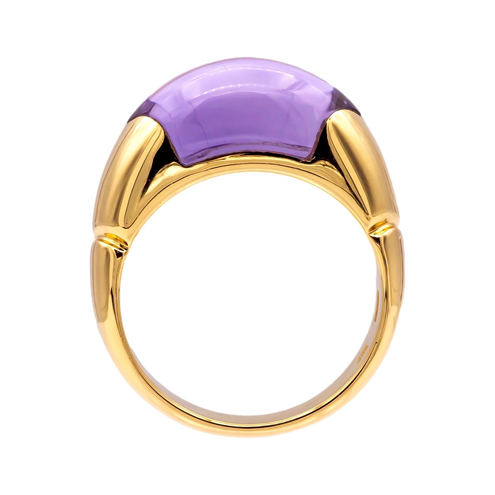 Bvlgari Tronchetto Vintage Amethyst Ring – 18K Yellow Gold In Excellent Condition In New York, NY