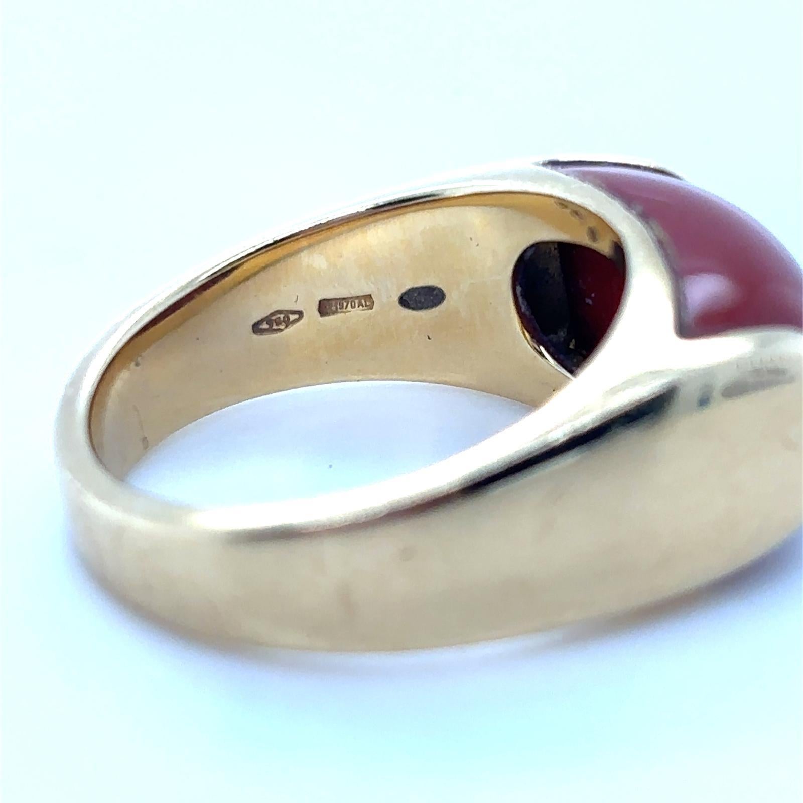 Bvlgari Tronchetto Vintage Karneol 18 Karat Gelbgold Ring im Angebot 4