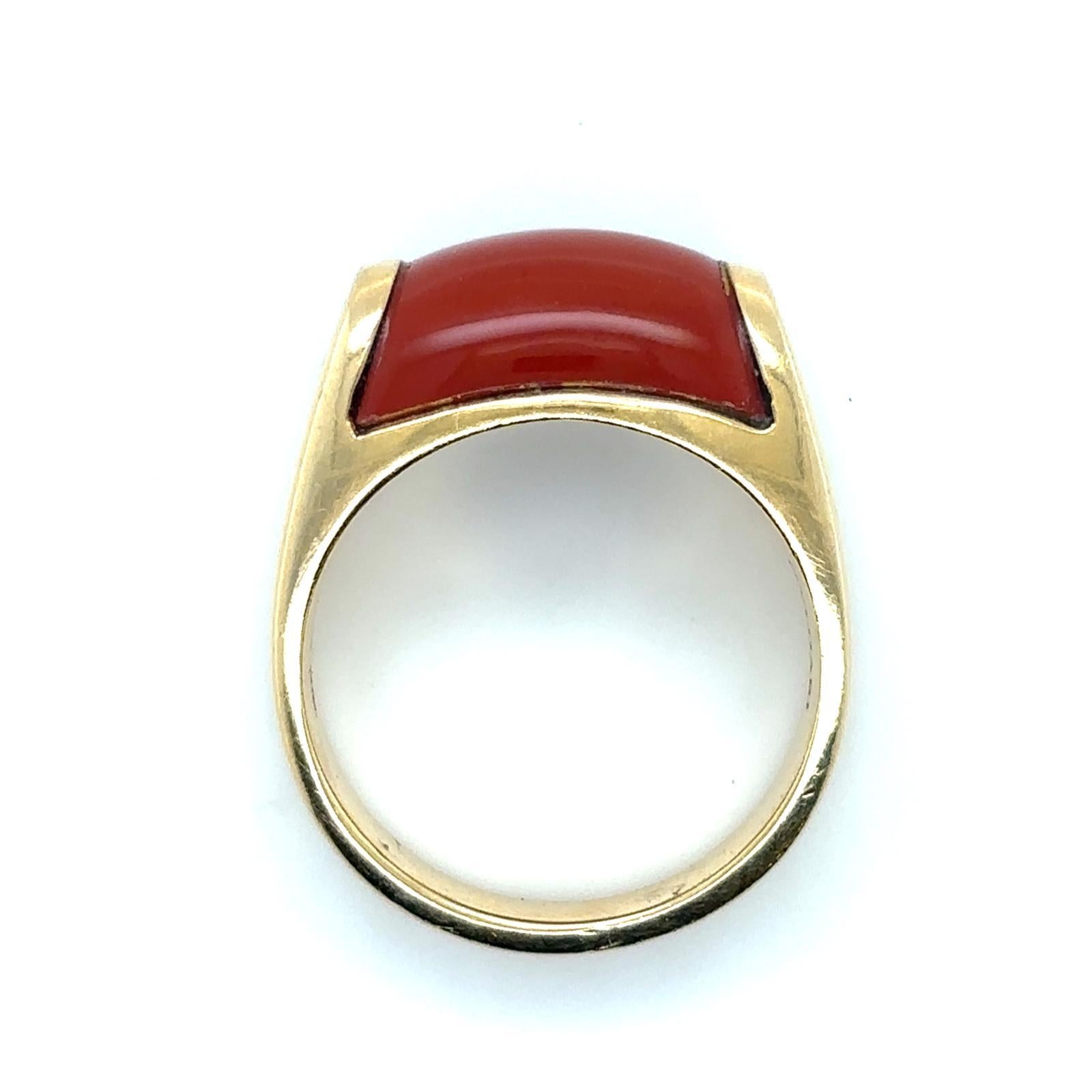 Bvlgari Tronchetto Vintage Karneol 18 Karat Gelbgold Ring im Angebot 5