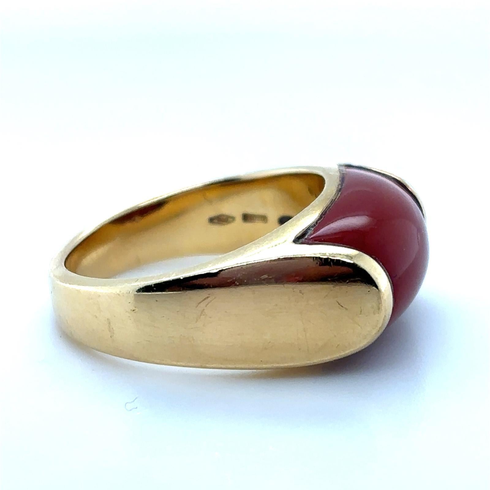 Bvlgari Tronchetto Vintage Karneol 18 Karat Gelbgold Ring (Retro) im Angebot