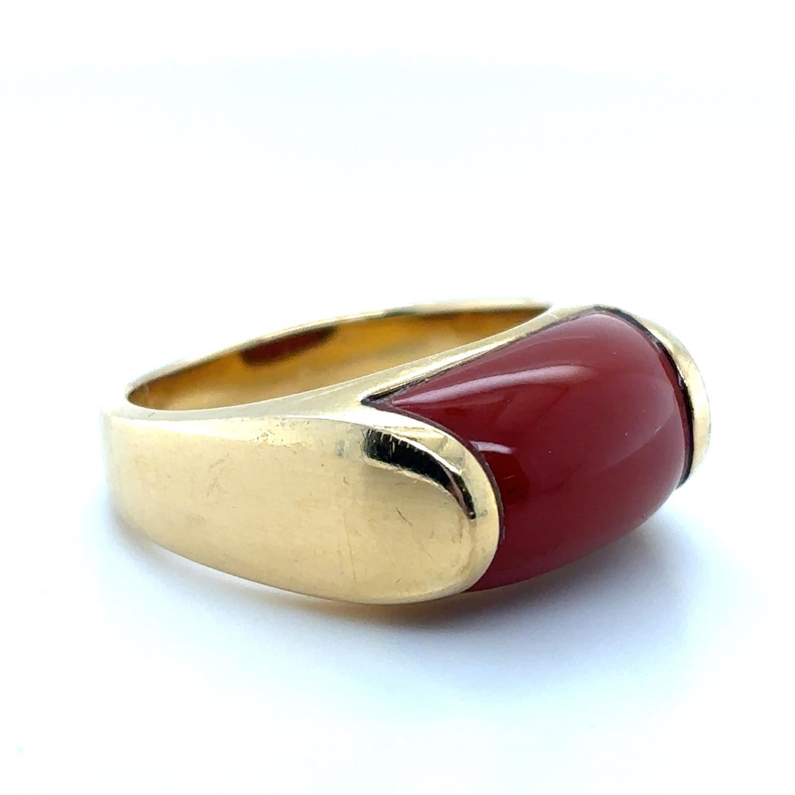 Bvlgari Tronchetto Vintage Karneol 18 Karat Gelbgold Ring im Zustand „Gut“ im Angebot in London, GB