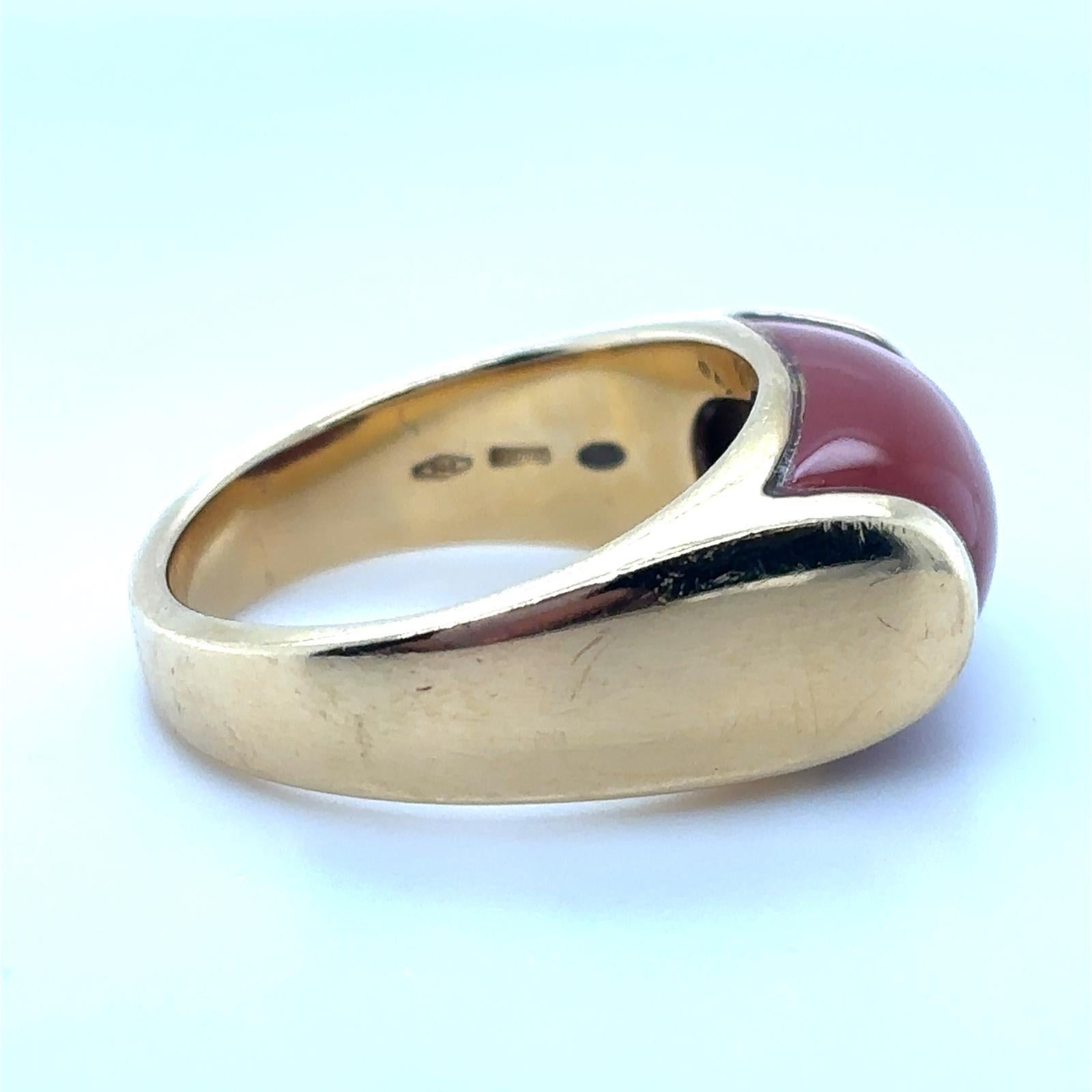 Bvlgari Tronchetto Vintage Karneol 18 Karat Gelbgold Ring Damen im Angebot