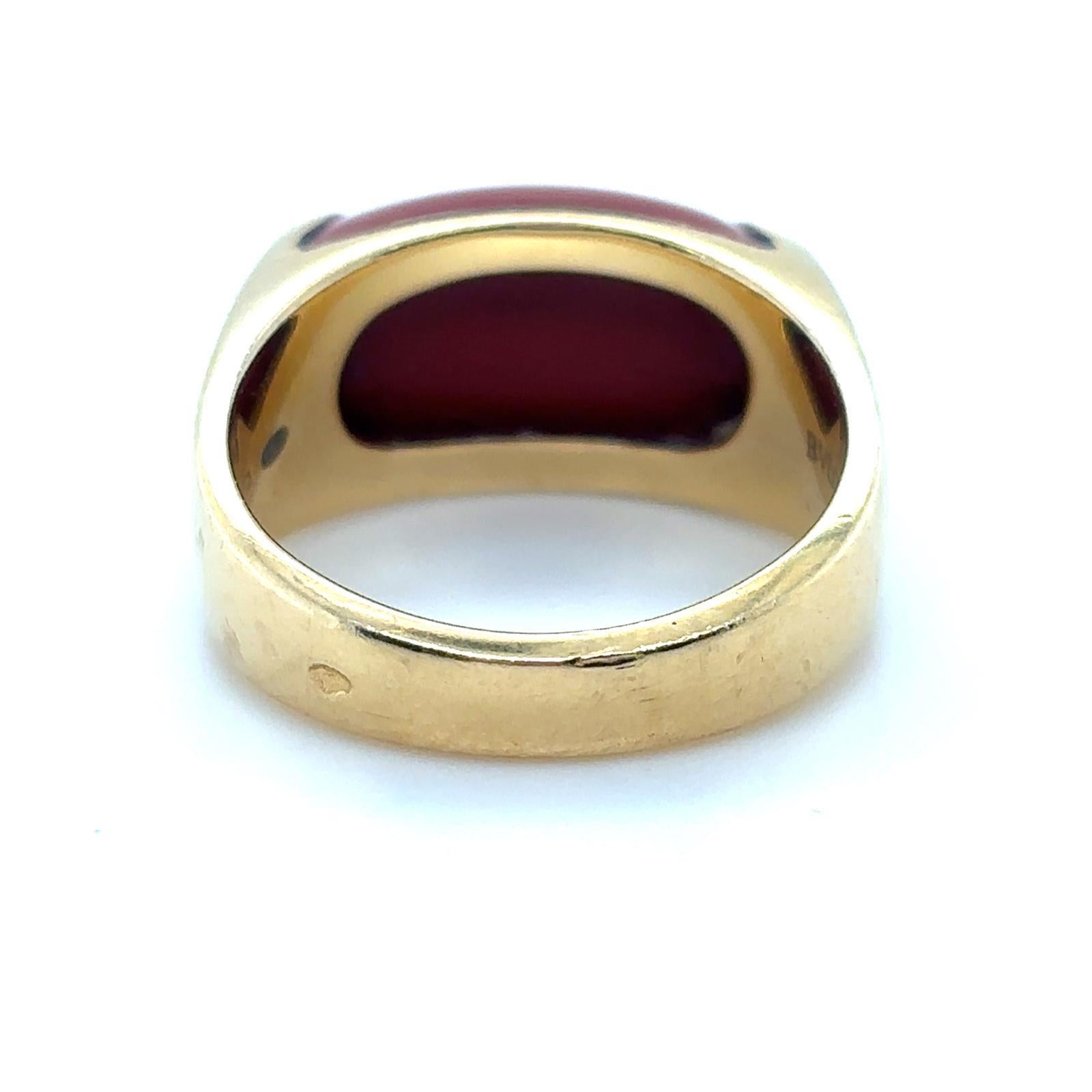 Bvlgari Tronchetto Vintage Karneol 18 Karat Gelbgold Ring im Angebot 1
