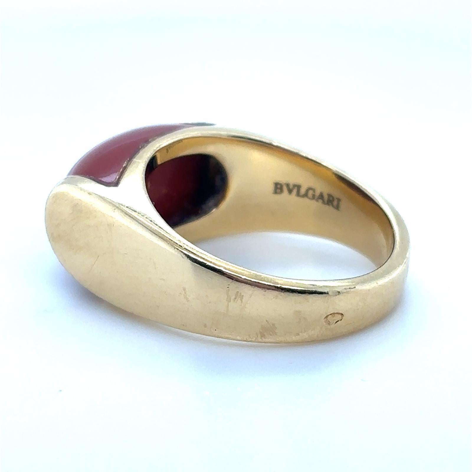 Bvlgari Tronchetto Vintage Karneol 18 Karat Gelbgold Ring im Angebot 2