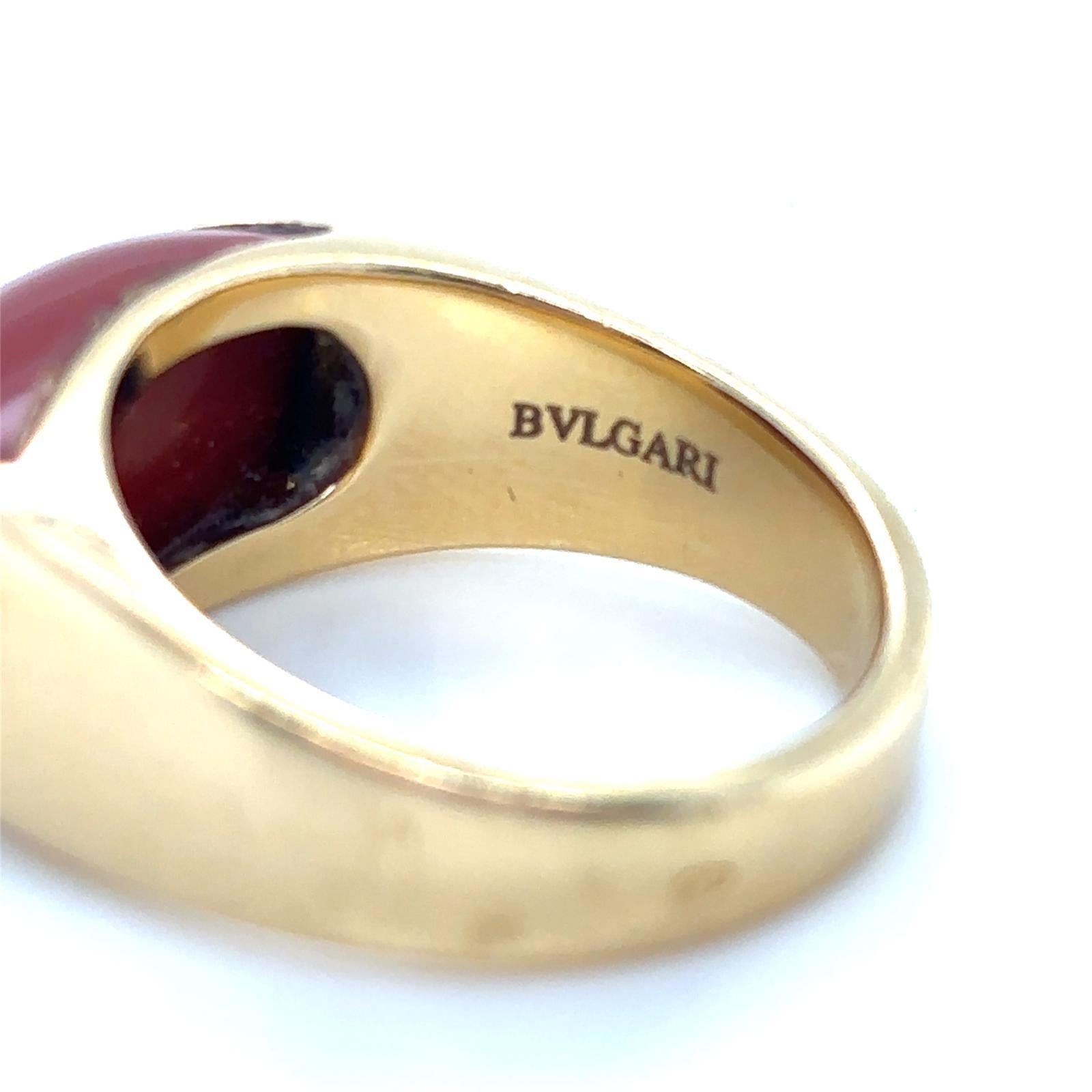 Bvlgari Tronchetto Vintage Karneol 18 Karat Gelbgold Ring im Angebot 3