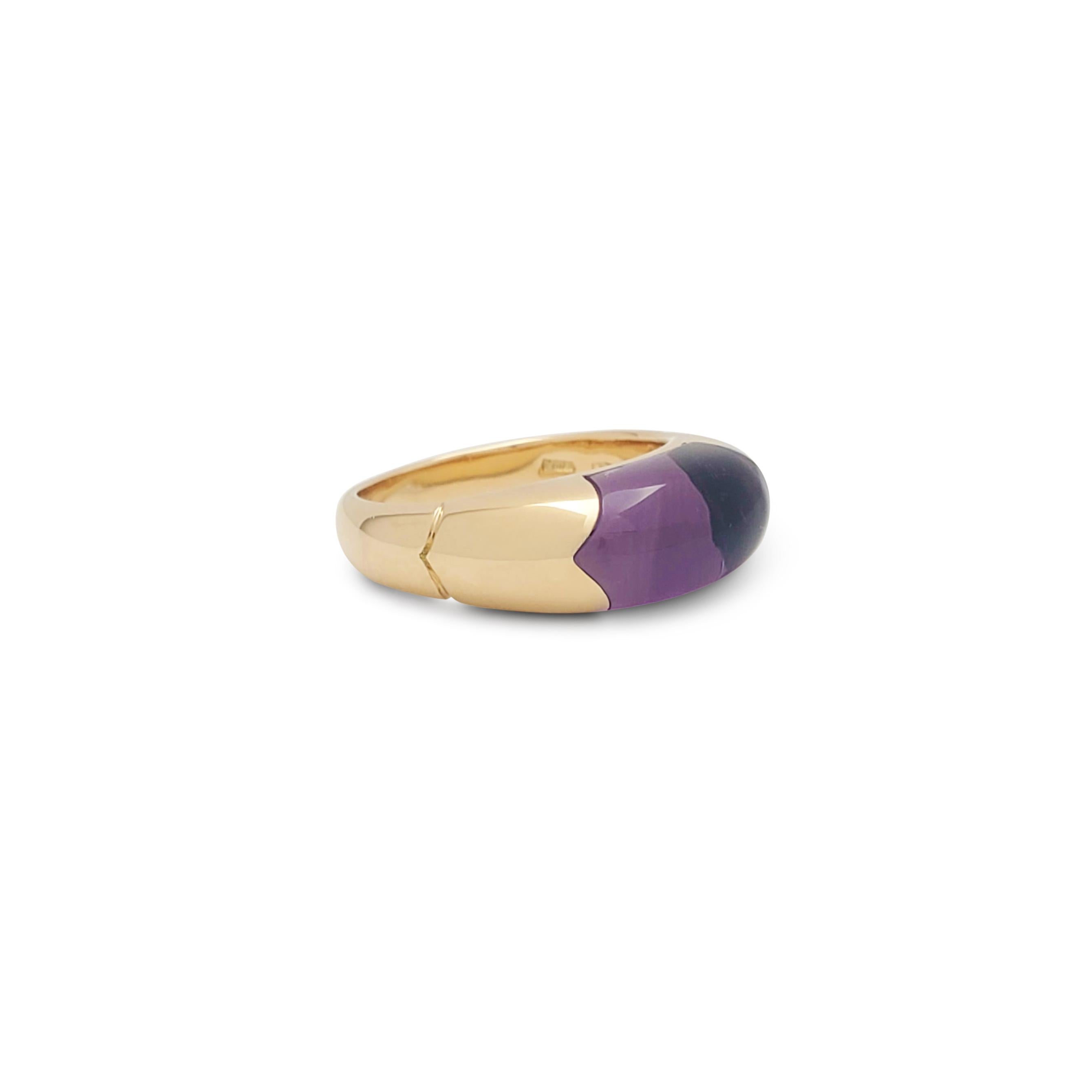 Bvlgari 'Tronchetto' Yellow Gold and Amethyst Ring In Excellent Condition In New York, NY