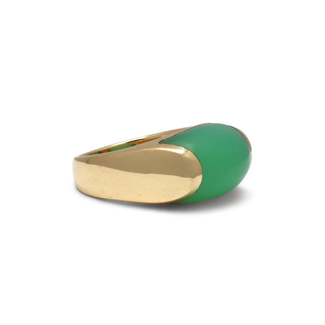 Cabochon Bvlgari 'Tronchetto' Yellow Gold Chrysoprase Ring