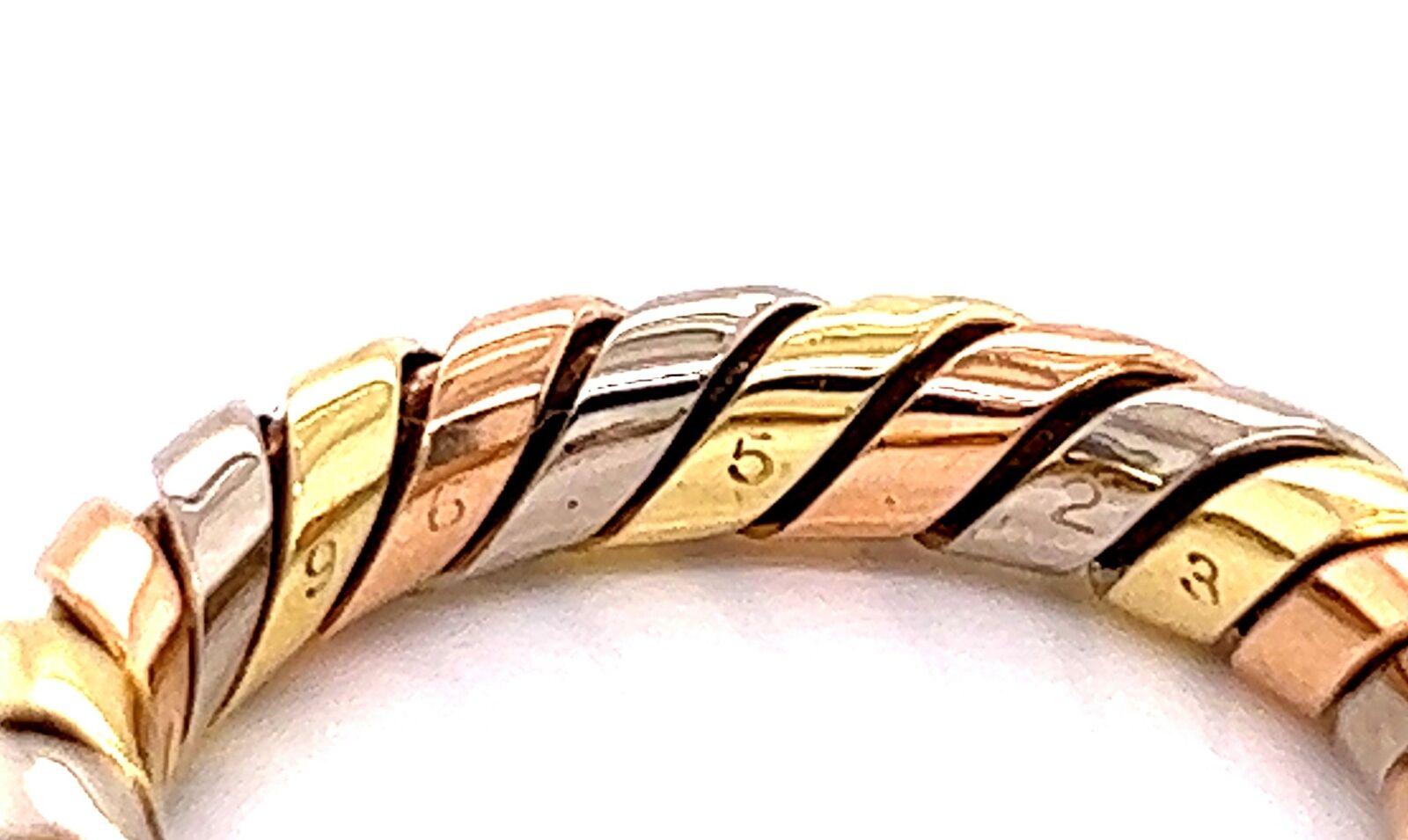 Bvlgari Tubogas 18k Tri Color Gold Band Ring In Excellent Condition For Sale In Boca Raton, FL