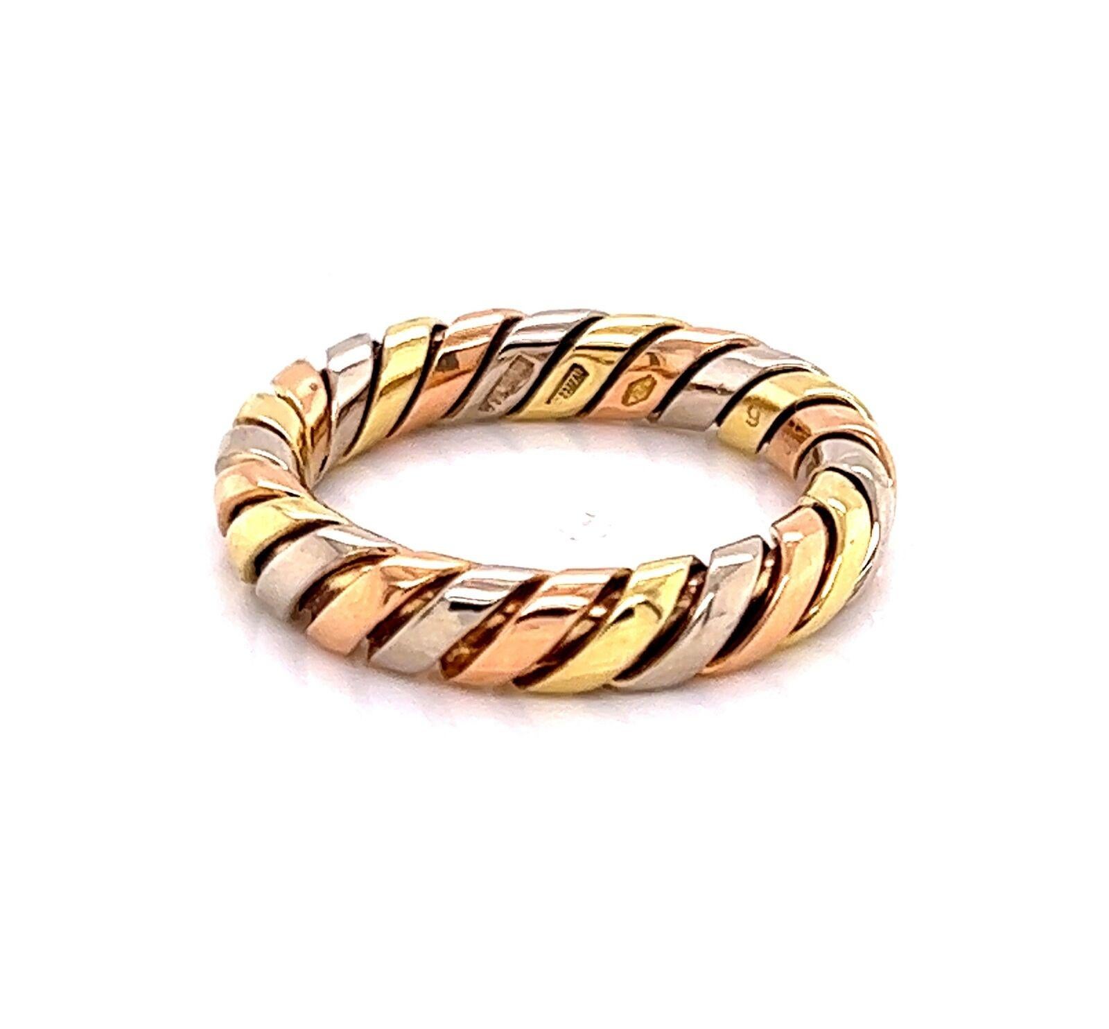 Bvlgari Tubogas 18k Tri Color Gold Band Ring For Sale 1