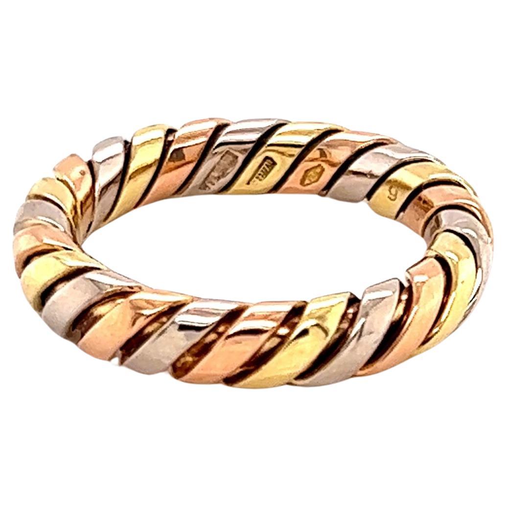 Bvlgari Tubogas 18k Tri Color Gold Band Ring For Sale