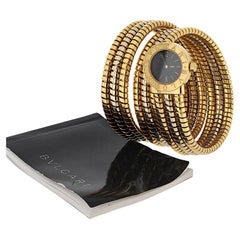 Reloj Bvlgari Tubogas 18K Tricolor BB 19 1T Serpenti Redondo Esfera Negra