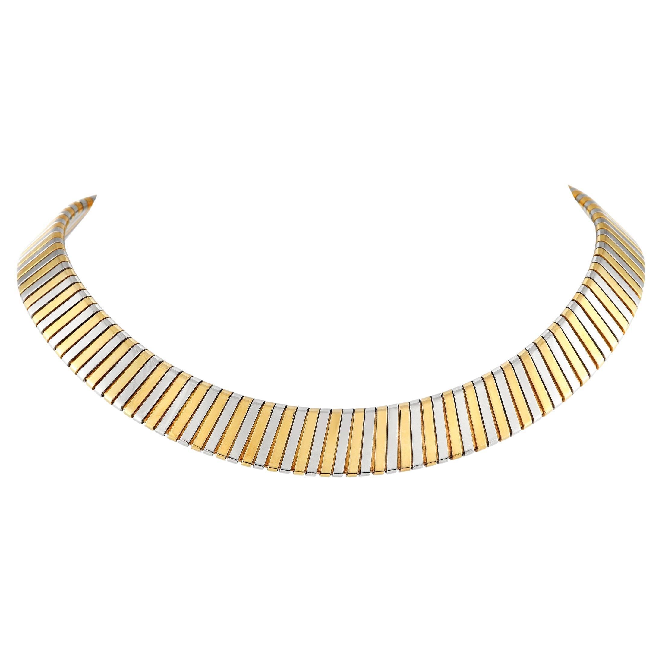 Bvlgari Tubogas 18K Yellow and White Gold Choker Necklace