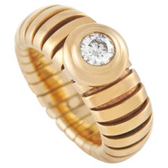 Bvlgari Tubogas 18K Yellow Gold 0.50 Ct Diamond Ring