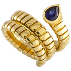 Bvlgari Tubogas 18 Karat Yellow Gold and Iolite Ring