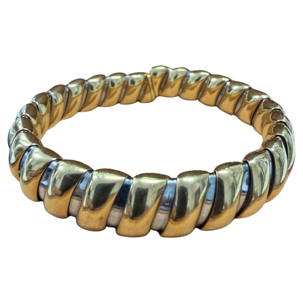 Bvlgari Tubogas Bracelet en or jaune 18k et acier inoxydable