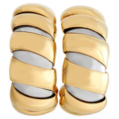 Bvlgari Tubogas 18K Yellow Gold and Stainless Steel Clip-On Earrings