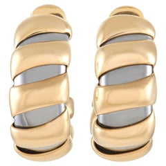 Bvlgari Tubogas 18K Yellow Gold and Stainless Steel Earrings