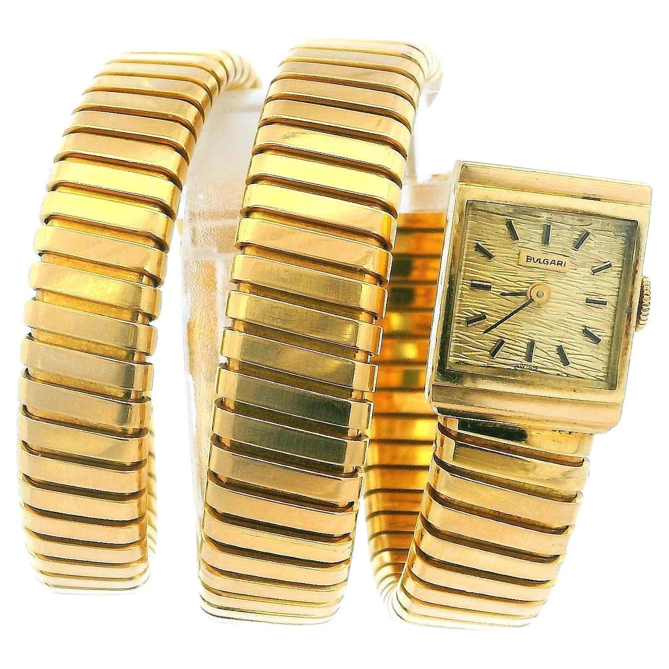 Bvlgari Tubogas 18K yellow gold case and bracelet vintage watch