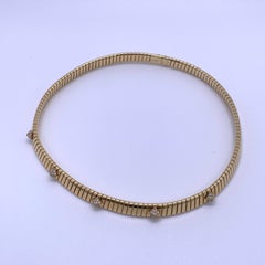 Bvlgari Tubogas 18K Yellow Gold Diamond Collar Choker Necklace Genuine