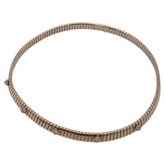Bvlgari Tubogas 18K Yellow Gold Diamond Collar Choker Necklace Genuine