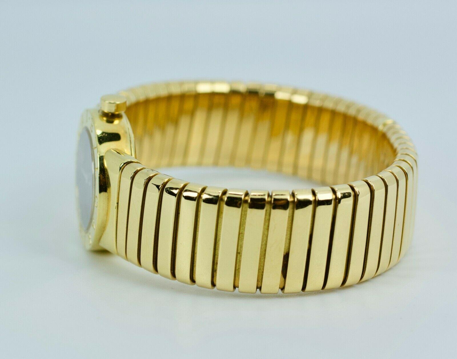 Bvlgari Tubogas 18k Yellow Gold Flexible Watch with Box and Warranty Card In Good Condition In Montgomery, AL
