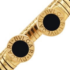 Bvlgari  Tubogas 18K Yellow Gold Onyx Cuff Bulgari Bangle Bracelet