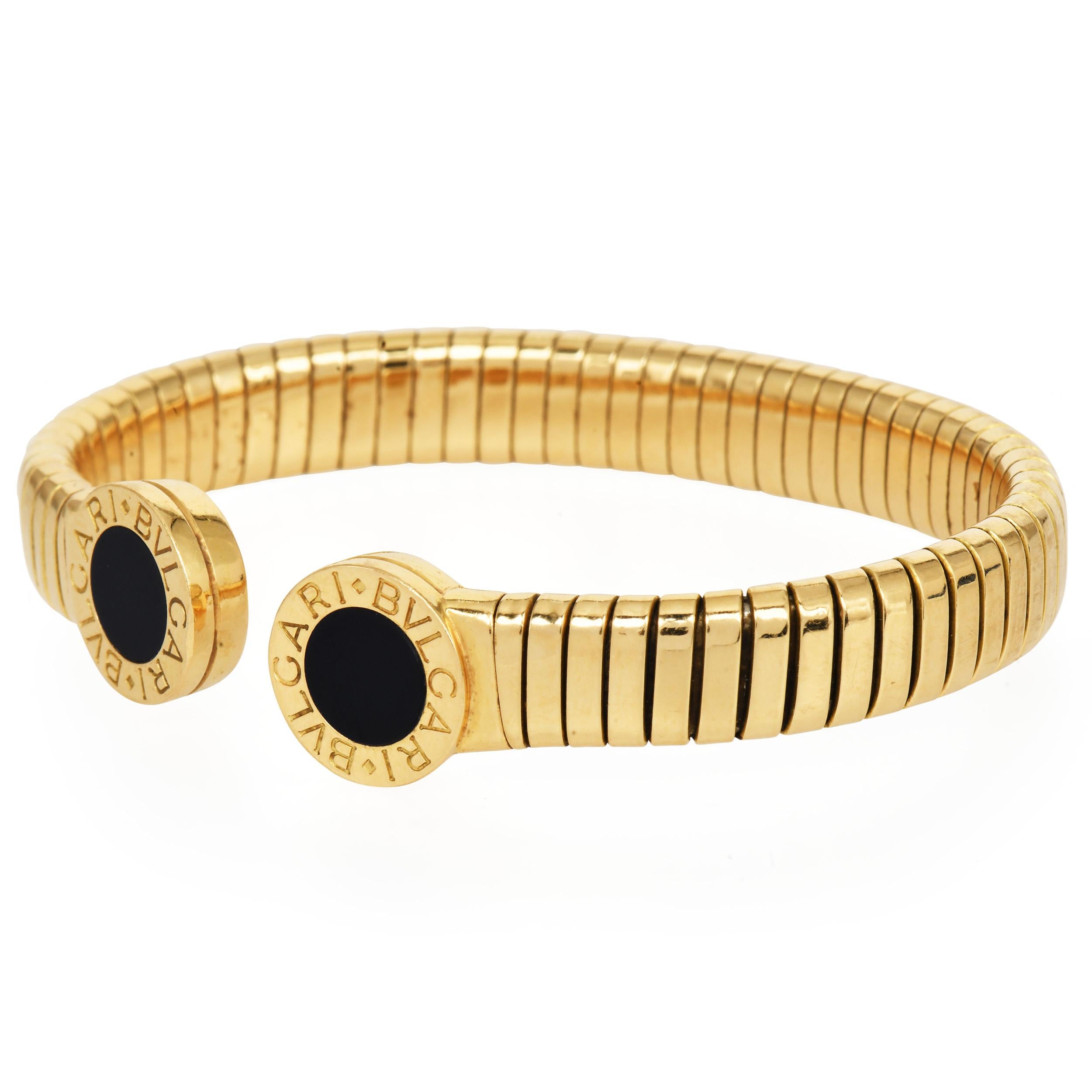 Bvlgari  Tubogas Brazalete brazalete Bulgari de ónix de oro amarillo de 18 quilates Moderno en venta