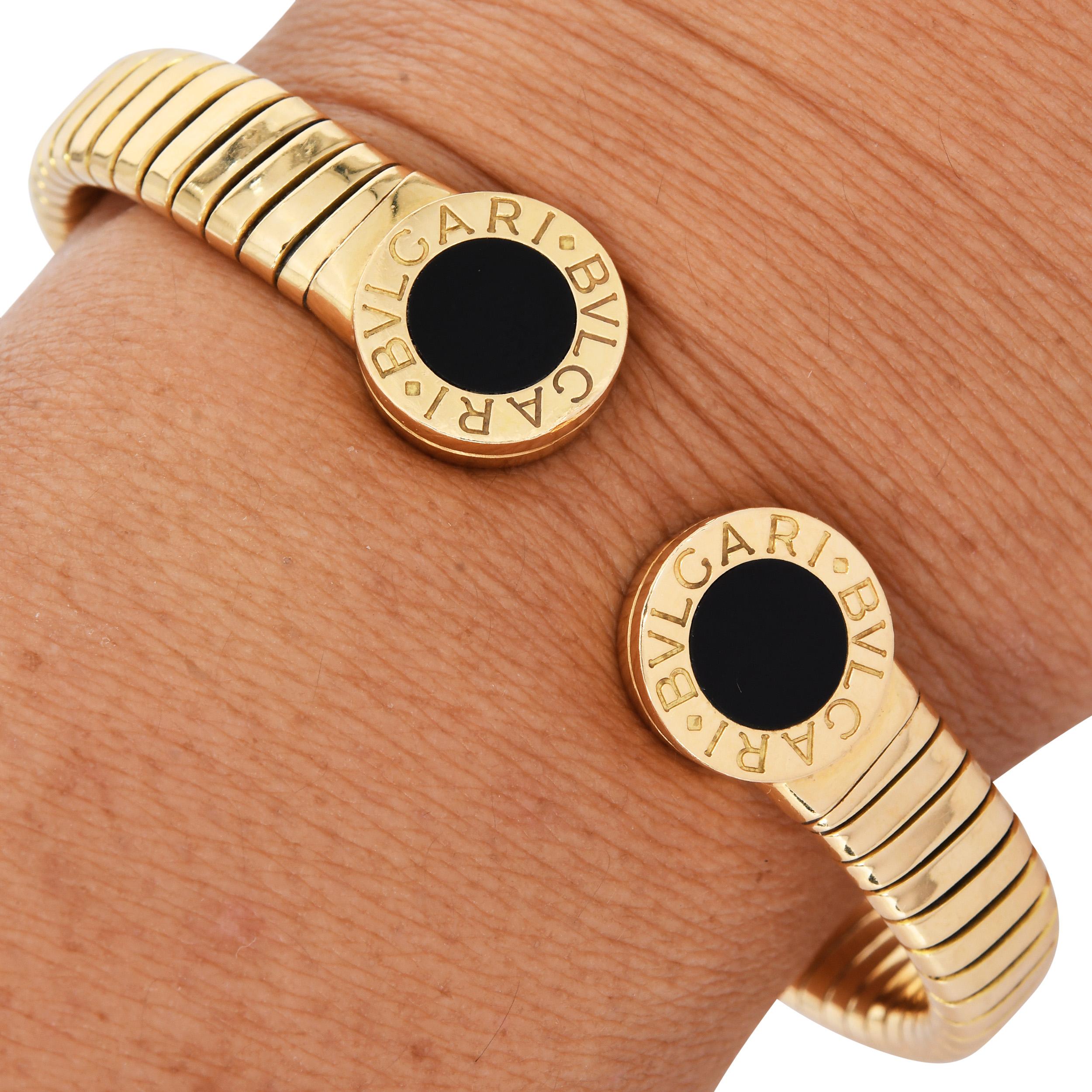 Bvlgari  Tubogas Brazalete brazalete Bulgari de ónix de oro amarillo de 18 quilates Corte redondo en venta