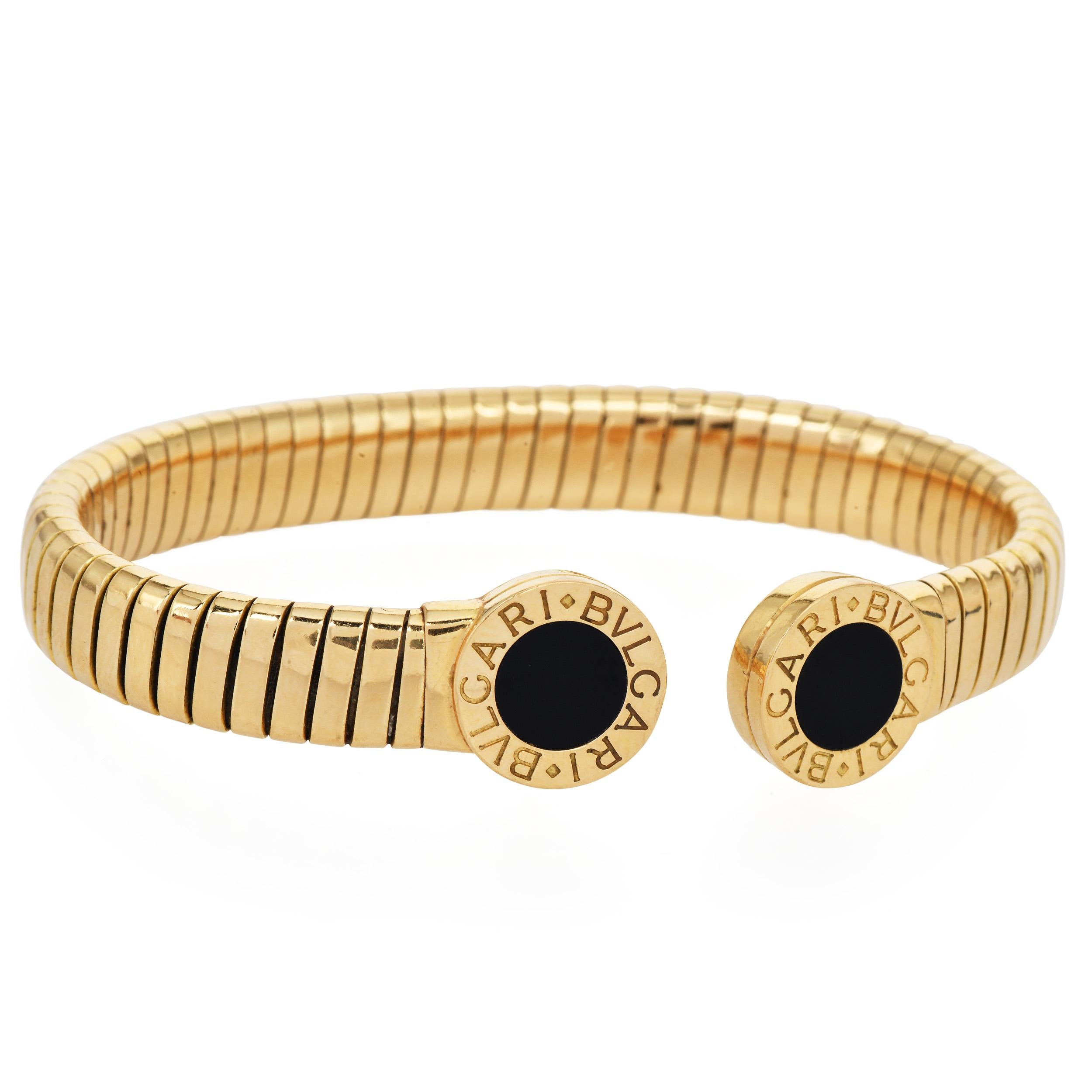 Bvlgari  Tubogas Brazalete brazalete Bulgari de ónix de oro amarillo de 18 quilates en venta 2
