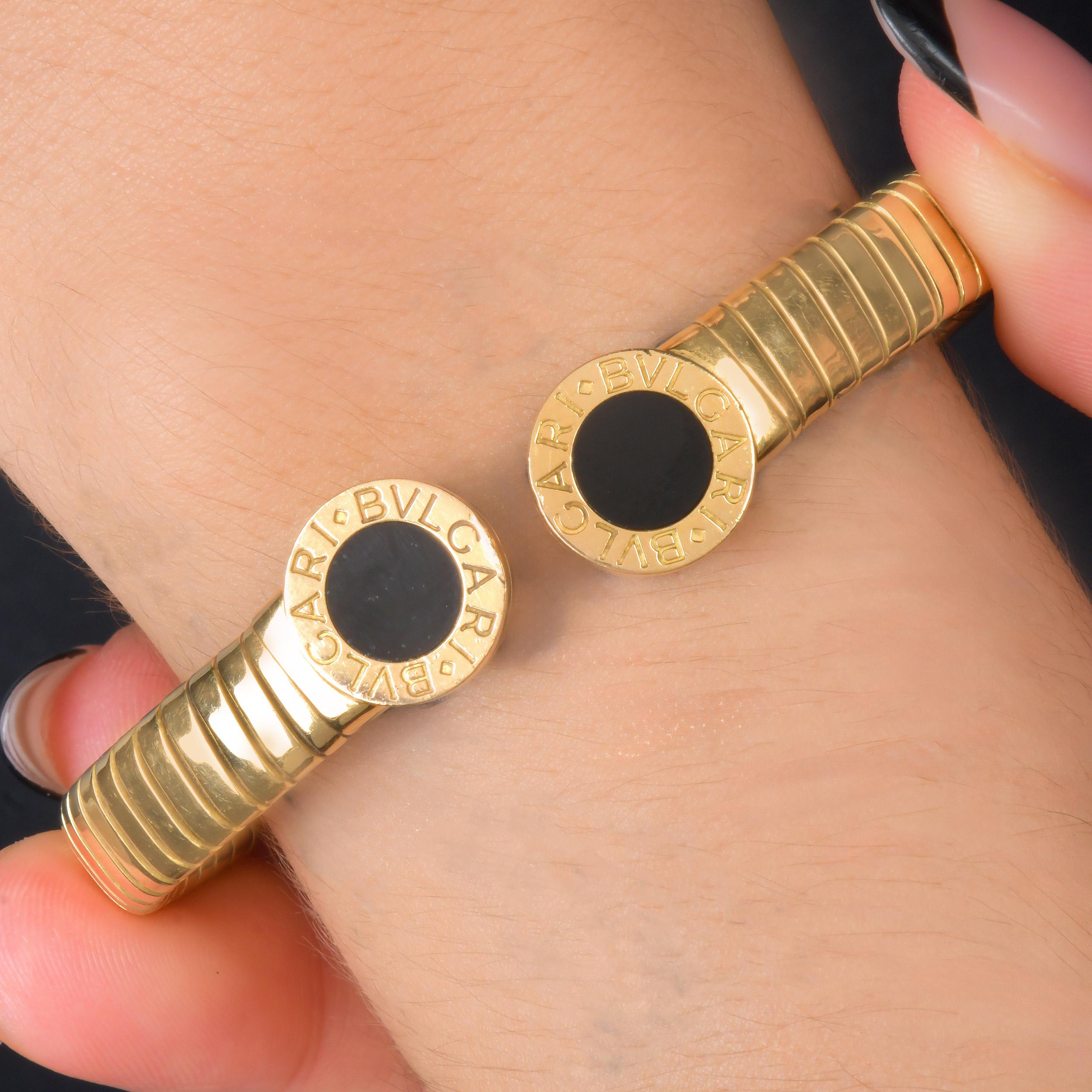 Bvlgari  Tubogas Brazalete brazalete Bulgari de ónix de oro amarillo de 18 quilates en venta 3