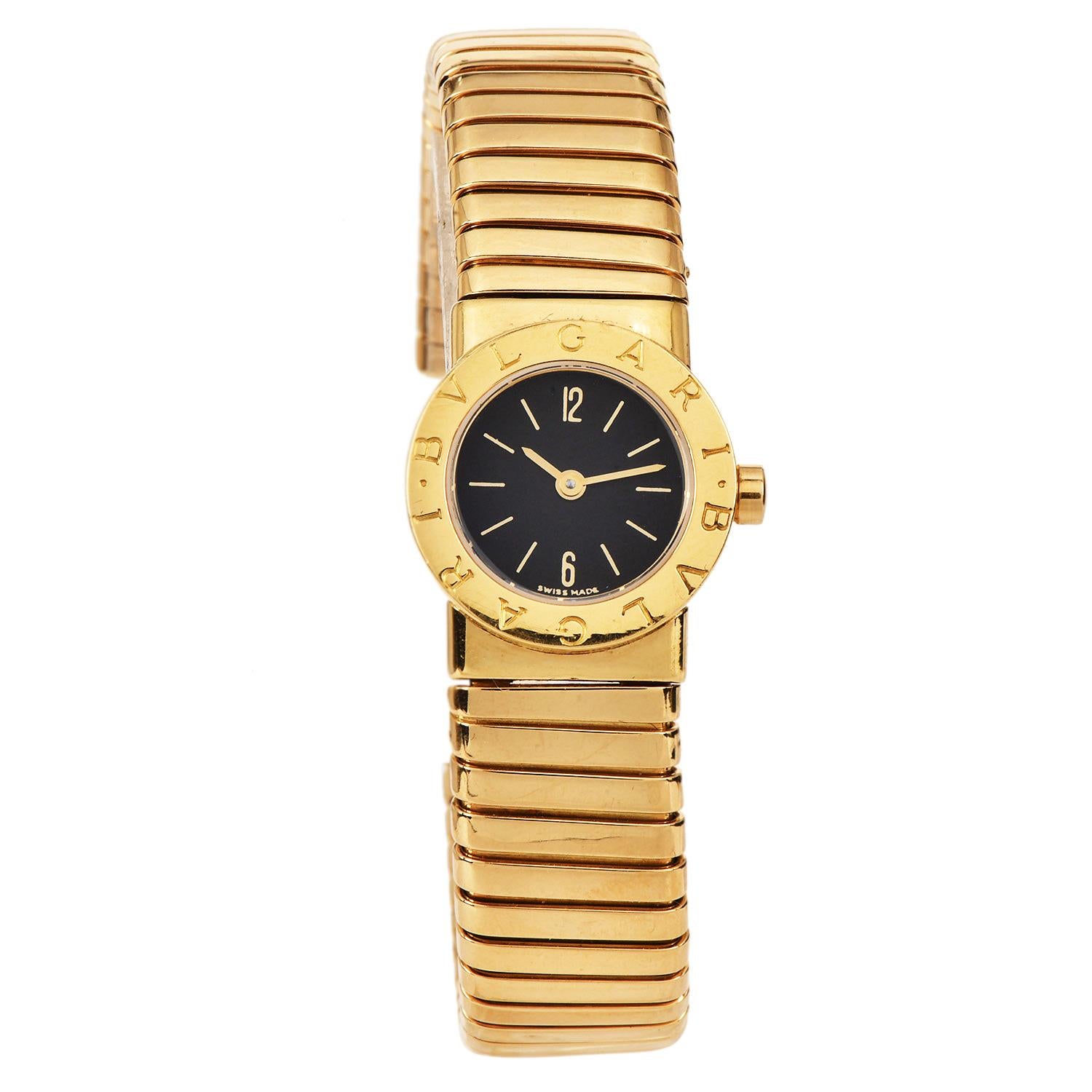 Modern Bvlgari Tubogas 19mm 18K Yellow Gold Ladies Quartz Watch
