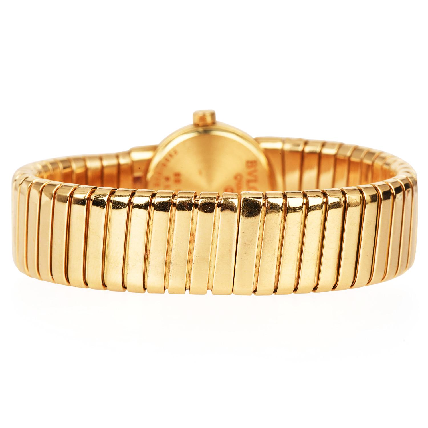 Women's Bvlgari Tubogas 19mm 18K Yellow Gold Ladies Quartz Watch