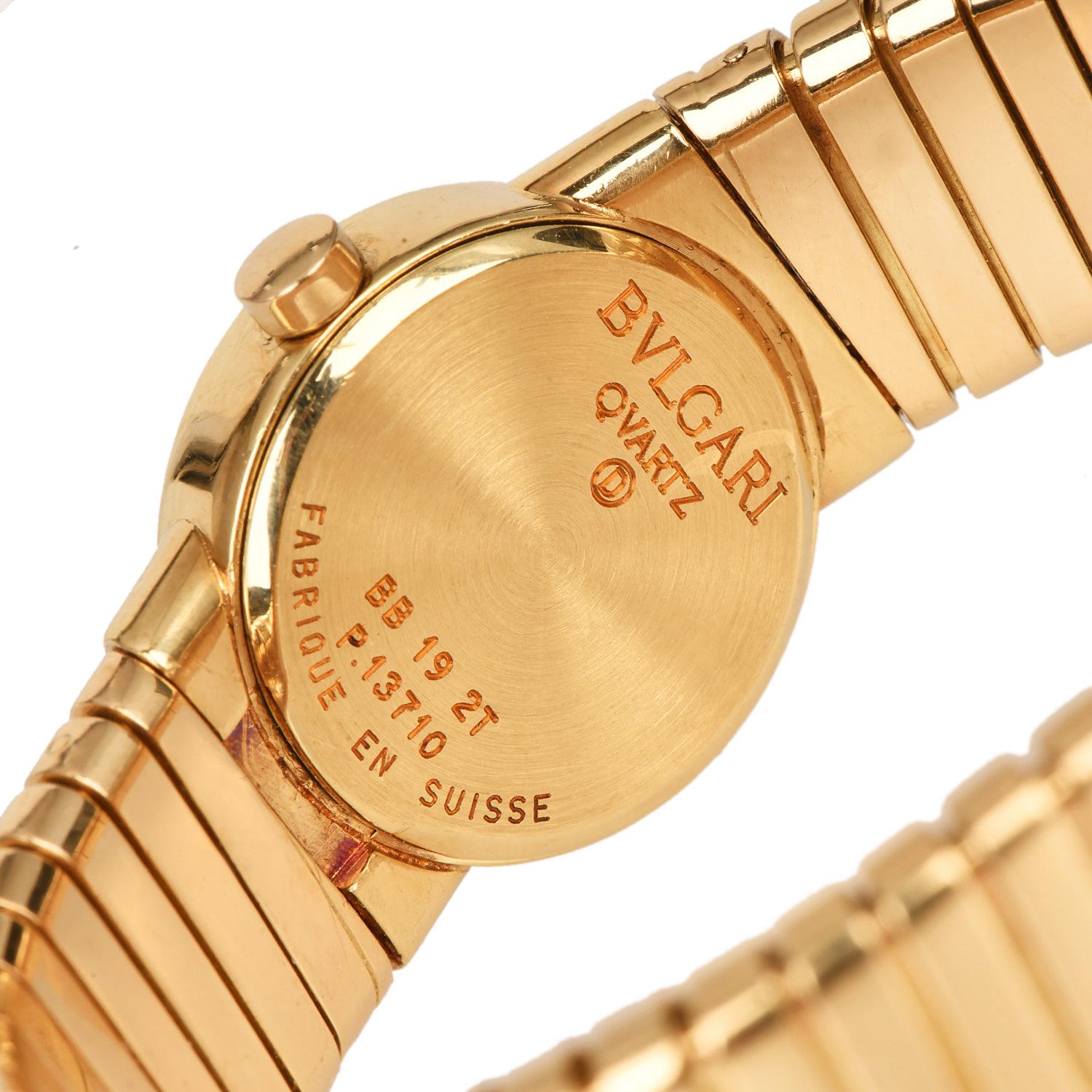 Bvlgari Tubogas 19mm 18K Yellow Gold Ladies Quartz Watch 1