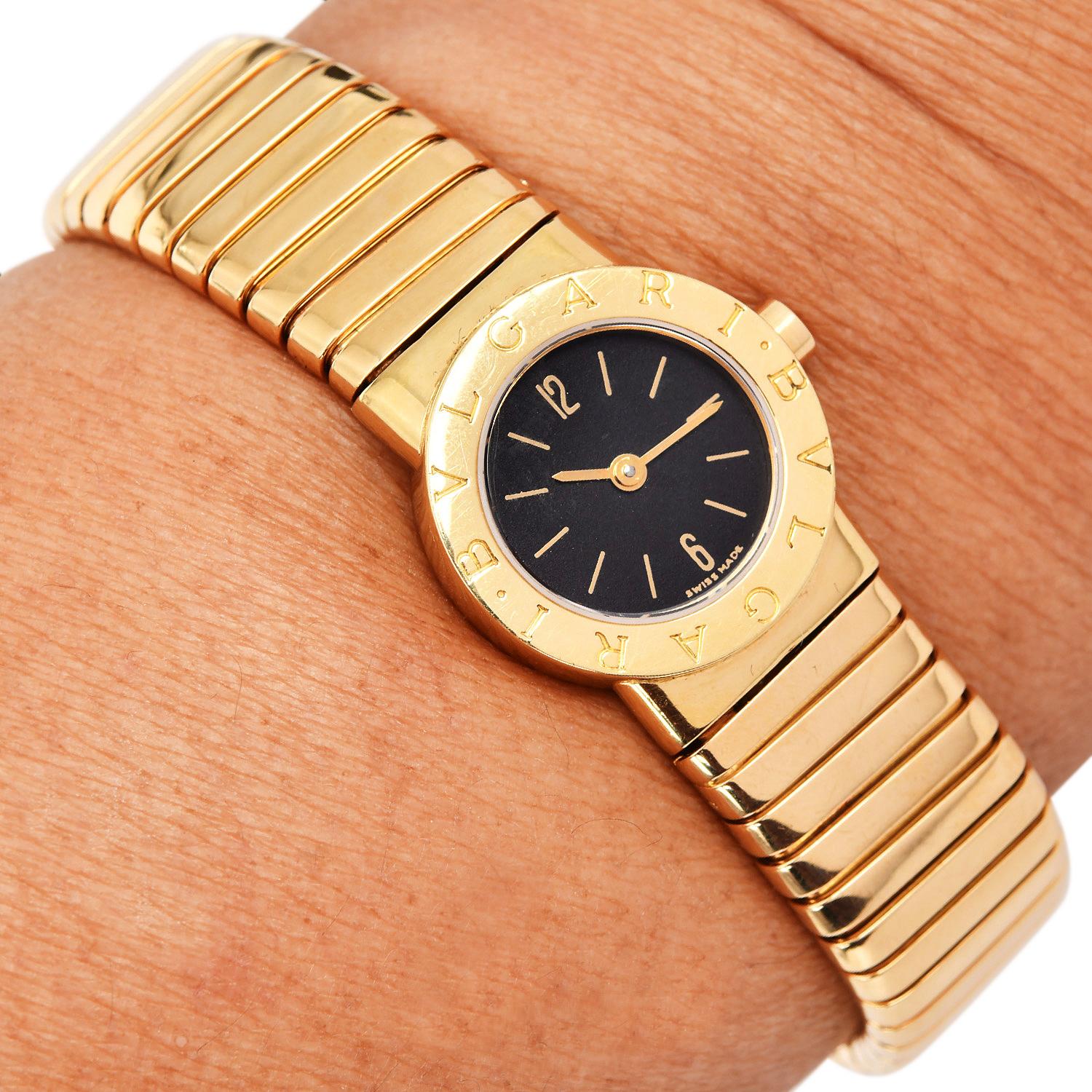 Bvlgari Tubogas 19mm 18K Yellow Gold Ladies Quartz Watch 2