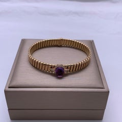 BVLGARI Tubogas amethyst and 18K rose gold bracelet, Size M.